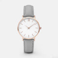 Wristwatch with white strap and rose gold case on a white 2