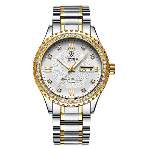Couples Gold Quartz Watches with Stainless Steel Bands & Minimalist